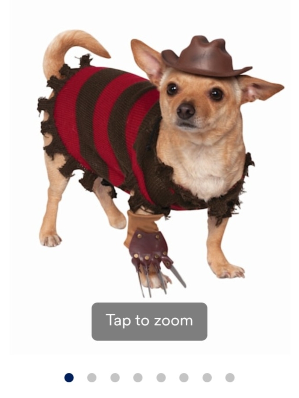 M Dog Horror Costume Freddy Krueger with Hat and Claw Paw Nightmare On Elm St